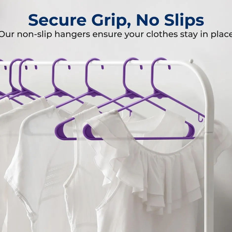 Plastic Hangers 10-Pack, Space-Saving Non-Slip Design, Purple<SereneLife Sale