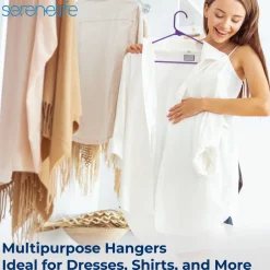 Plastic Hangers 10-Pack, Space-Saving Non-Slip Design, Purple<SereneLife Sale