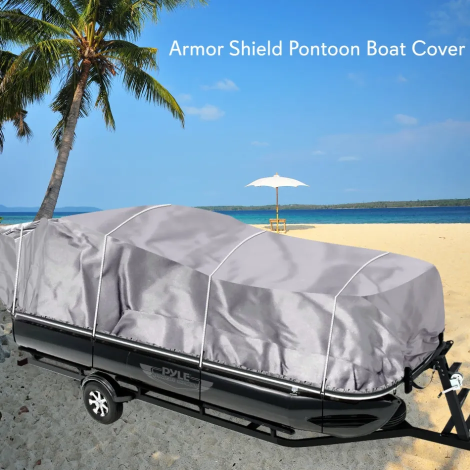 Pontoon Boat Cover 17'-20' Weatherproof Polyester Adjustable Fit<Pyle Online