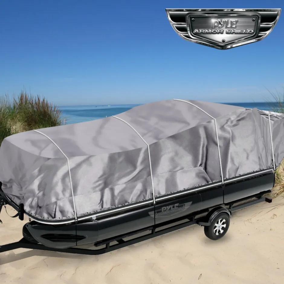 Pontoon Boat Cover 17'-20' Weatherproof Polyester Adjustable Fit<Pyle Online
