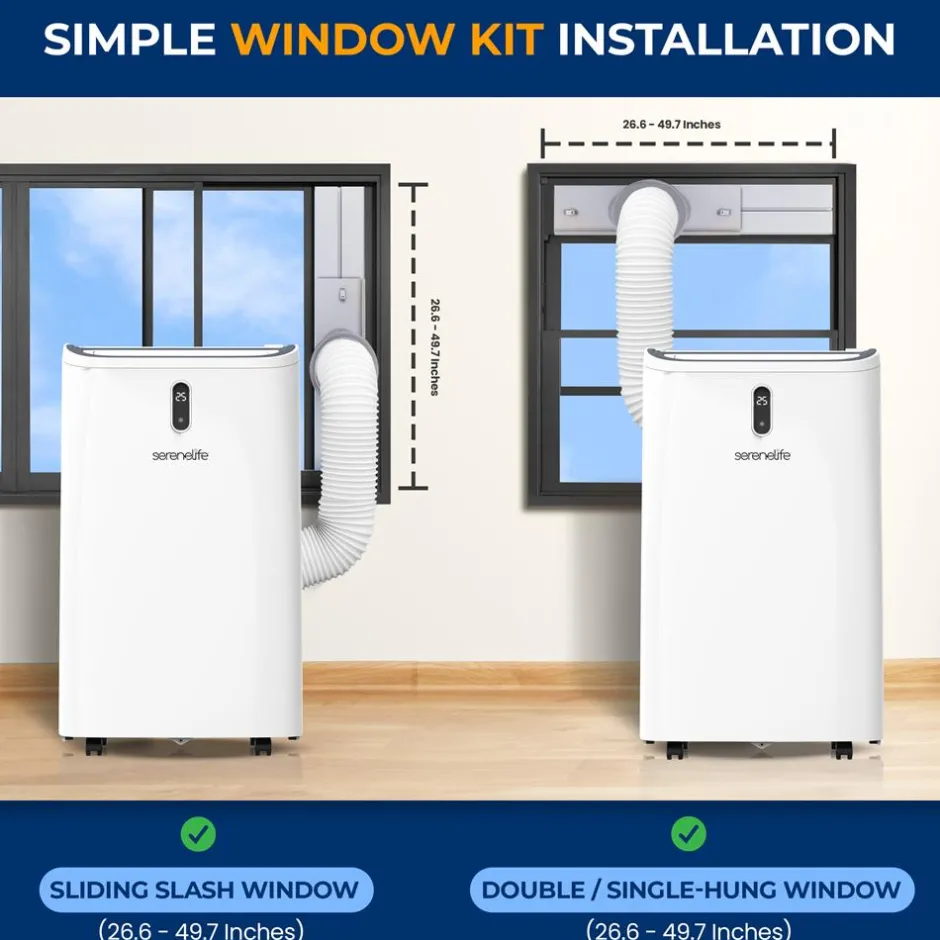 Portable Air Conditioner 12000 BTU Efficient Cooling White<SereneLife Outlet
