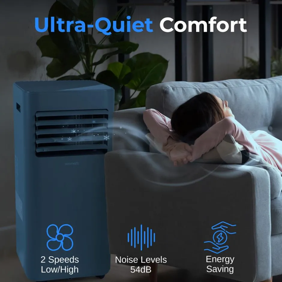 Portable Air Conditioner 8000 BTU Efficient Cooling Gray with Remote<SereneLife Best