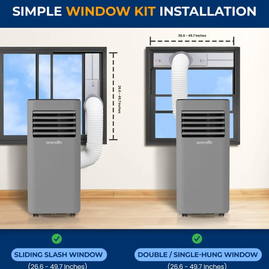 Portable Air Conditioner 8000 BTU Efficient Cooling Gray with Remote<SereneLife Best