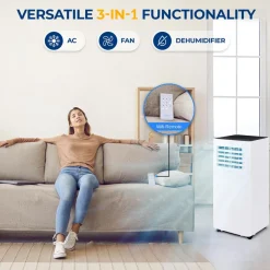 Portable Air Conditioner 8,000 BTU WiFi Dehumidifier, Remote, White<SereneLife Discount
