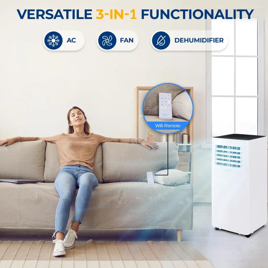 Portable Air Conditioner 8,000 BTU WiFi Dehumidifier, Remote, White<SereneLife Discount