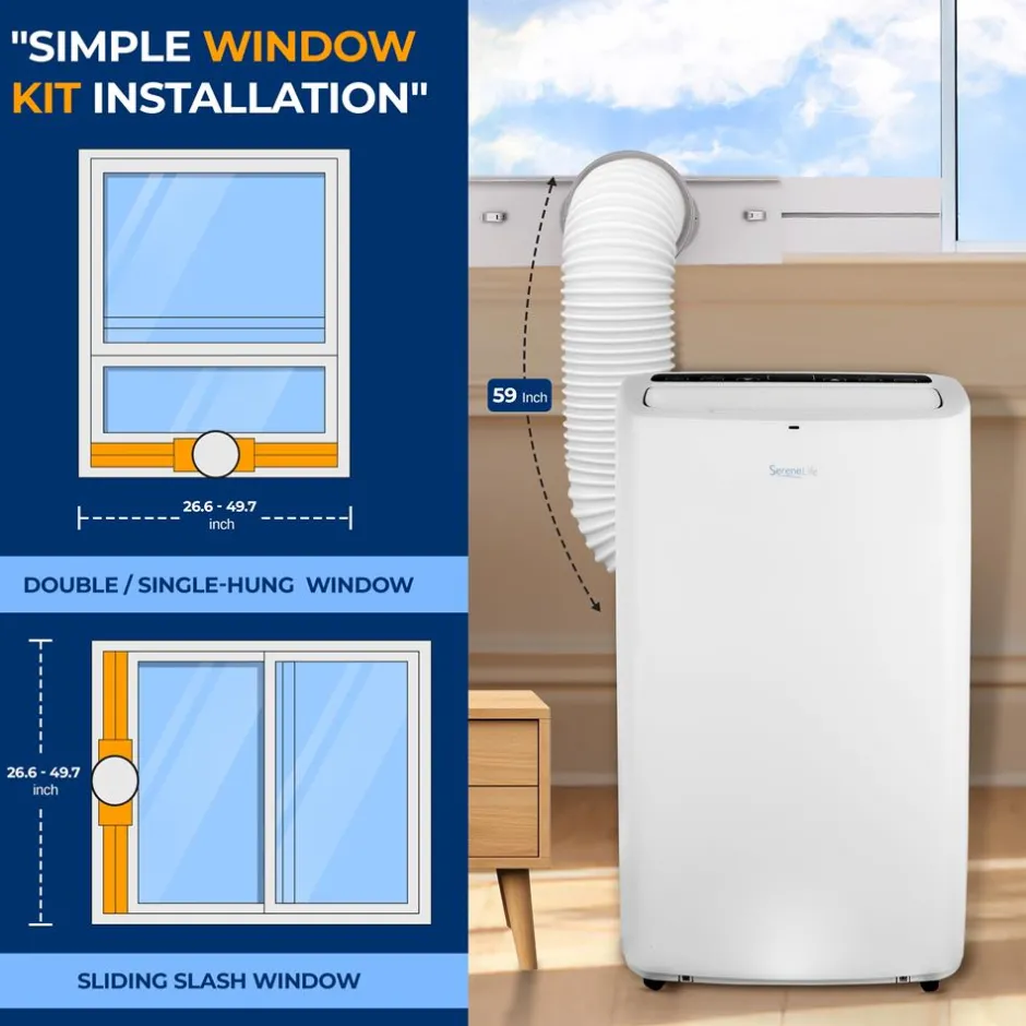Portable Air Conditioner 14,000 BTU Efficient Cooling Dehumidifier White<SereneLife