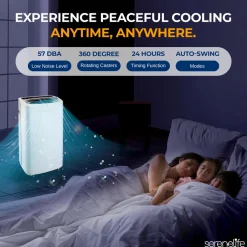 Portable Air Conditioner 14,000 BTU Efficient Cooling Dehumidifier White<SereneLife