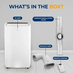 Portable Air Conditioner 14,000 BTU Efficient Cooling Dehumidifier White<SereneLife