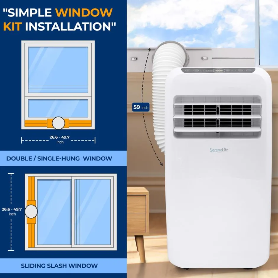 Portable Air Conditioner 12,000 BTU Efficient Cooling/Heating, White<SereneLife Outlet