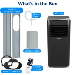 Portable Air Conditioner 8000 BTU Efficient Cooling Dehumidifier White<SereneLife Hot