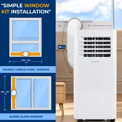 Portable Air Conditioner 10,000 BTU WiFi Control, Dehumidifier, White<SereneLife New