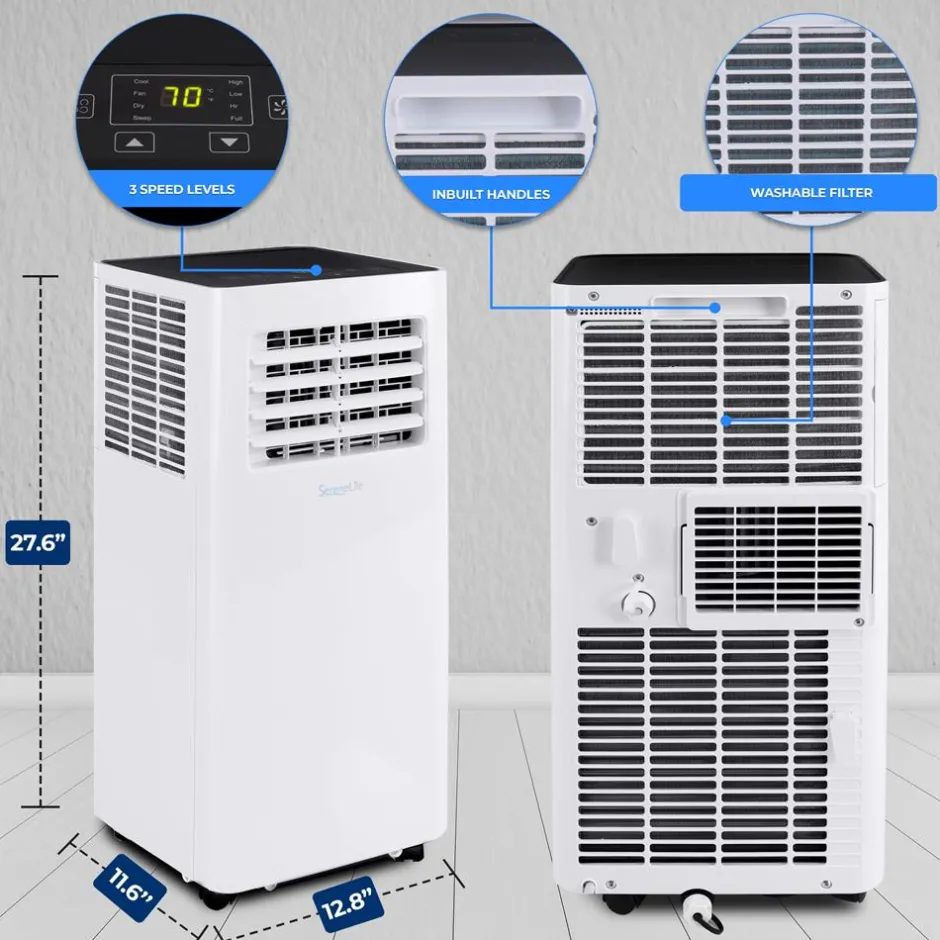 Portable Air Conditioner 10,000 BTU WiFi Control, Dehumidifier, White<SereneLife New