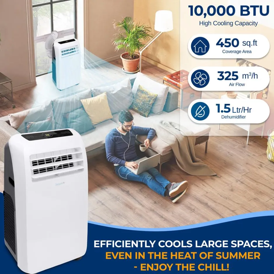 Portable Air Conditioner 10,000 BTU Efficient Cooling Dehumidifier<SereneLife Hot