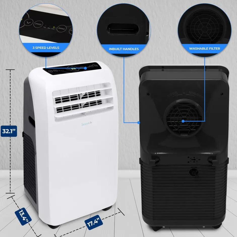 Portable Air Conditioner 10,000 BTU Efficient Cooling Dehumidifier<SereneLife Hot