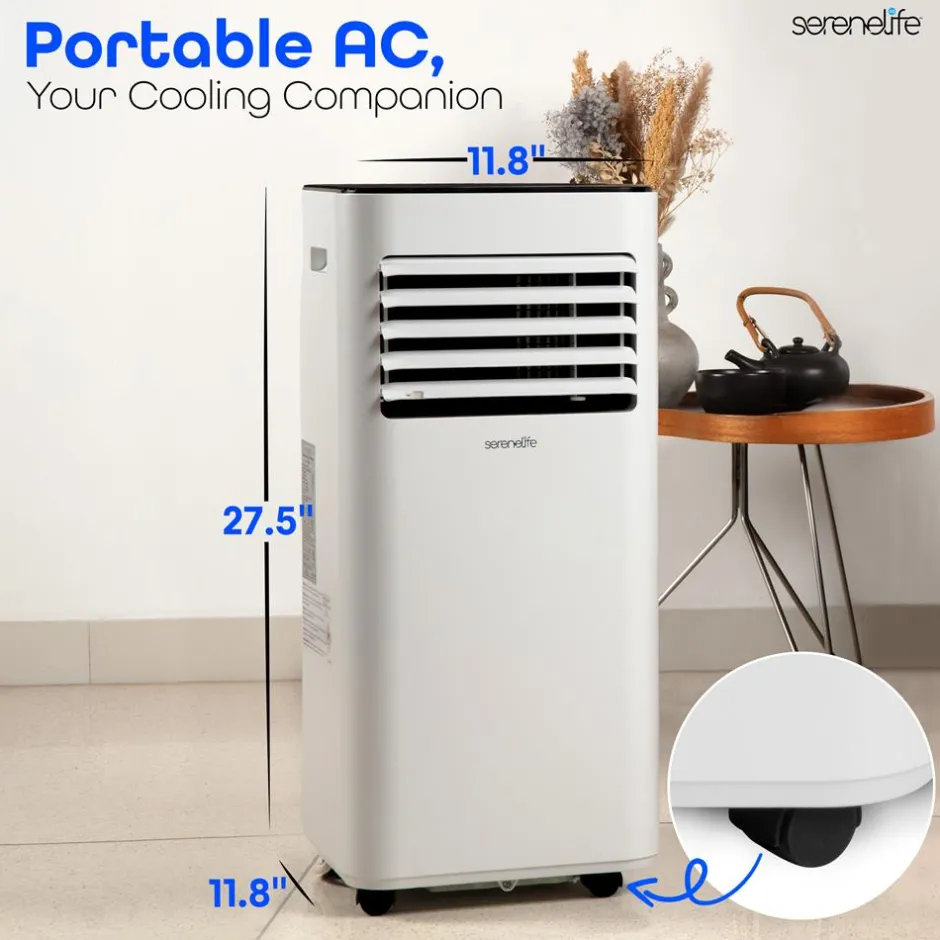 Portable Air Conditioner 8000 BTU Efficient Cooling White<SereneLife New