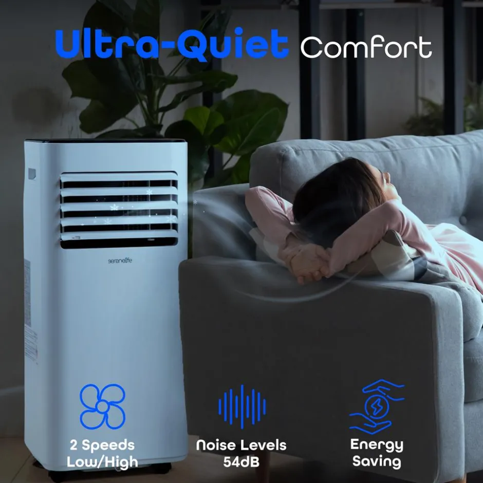 Portable Air Conditioner 8000 BTU Efficient Cooling White<SereneLife New
