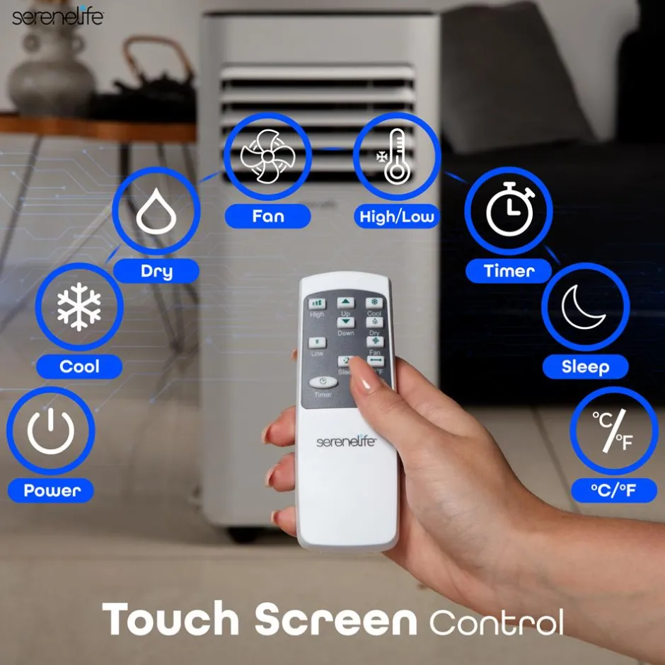 Portable Air Conditioner 8000 BTU Efficient Cooling White<SereneLife New