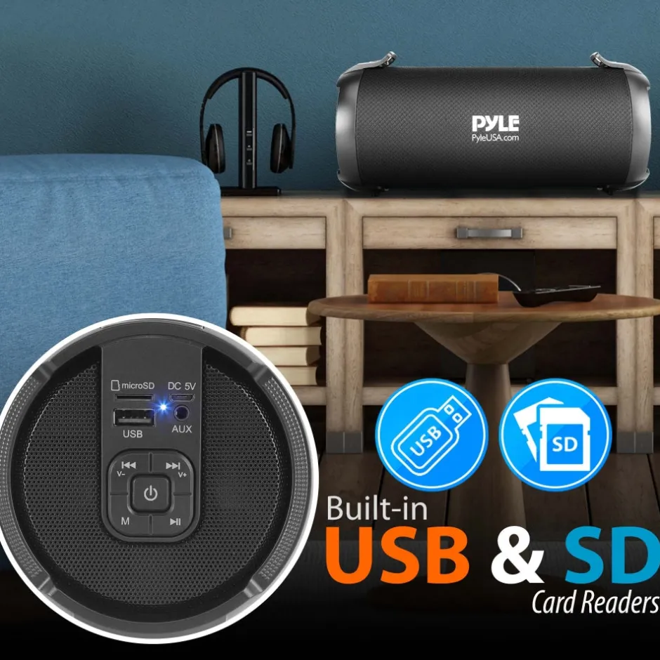 Portable Bluetooth Boombox Speaker - Loud Sound, Rechargeable, Blue<Pyle Discount