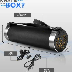 Portable Bluetooth Boombox, Rechargeable, Hi-Fi Stereo, FM Radio<Pyle Discount