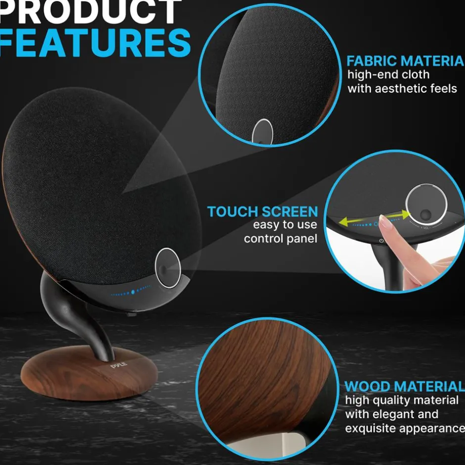 Portable Bluetooth Gramophone Speaker, Super Bass, Built-in Subwoofer, Oak<Pyle Clearance
