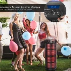 Portable Bluetooth PA Speaker 800W, LED Lights, Rechargeable, Karaoke<Pyle New