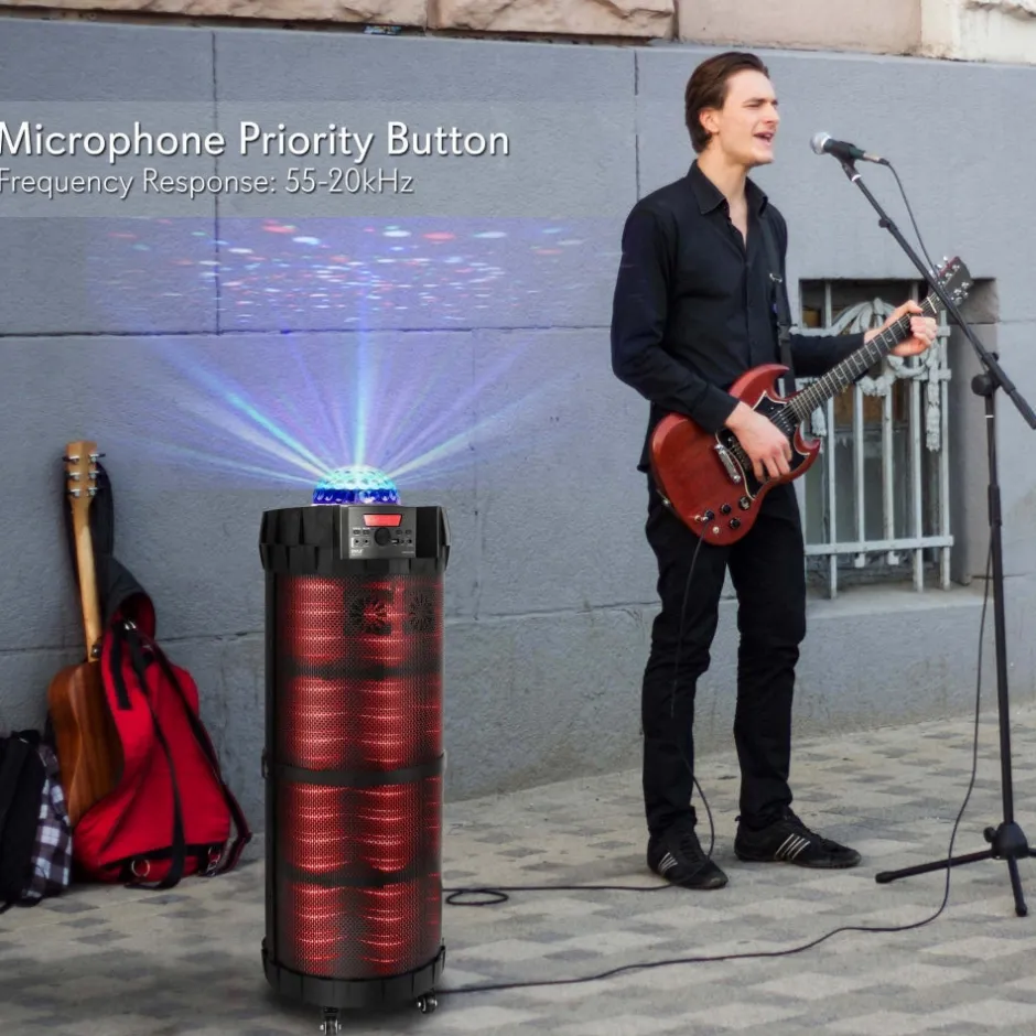 Portable Bluetooth PA Speaker 800W, LED Lights, Rechargeable, Karaoke<Pyle New