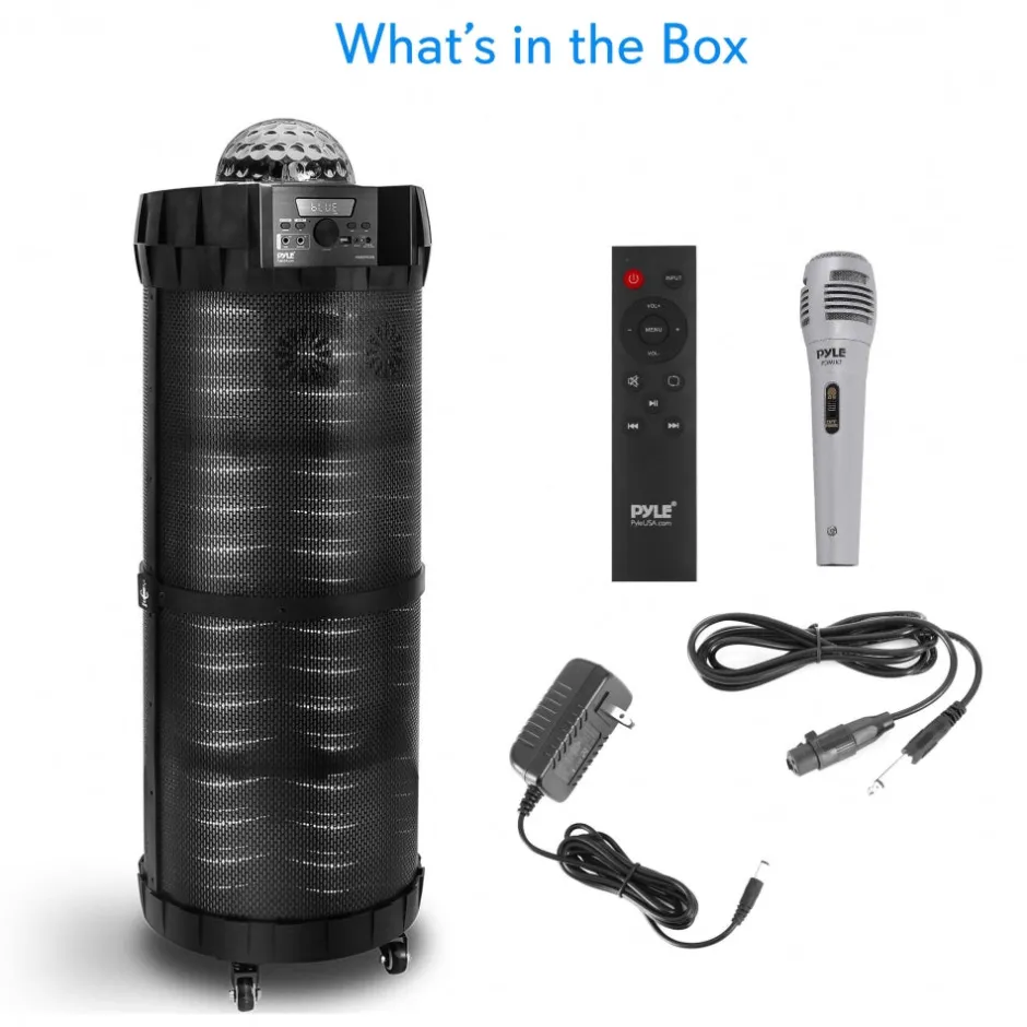 Portable Bluetooth PA Speaker 800W, LED Lights, Rechargeable, Karaoke<Pyle New