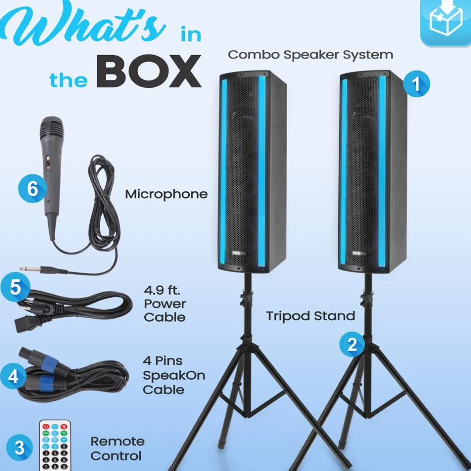Portable Bluetooth PA Speaker System, 2000W, RGB Lights, Tripod Stand<Pyle Discount