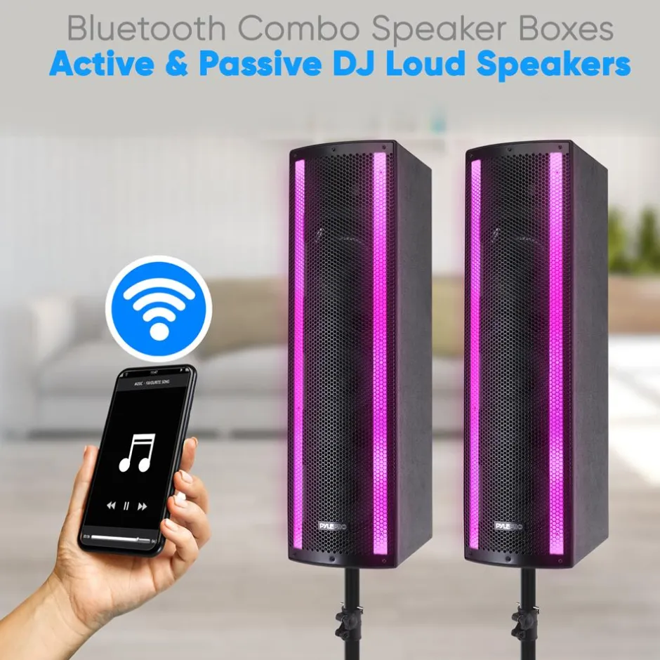 Portable Bluetooth PA Speaker System, 2000W, RGB Lights, Tripod Stand<Pyle Discount