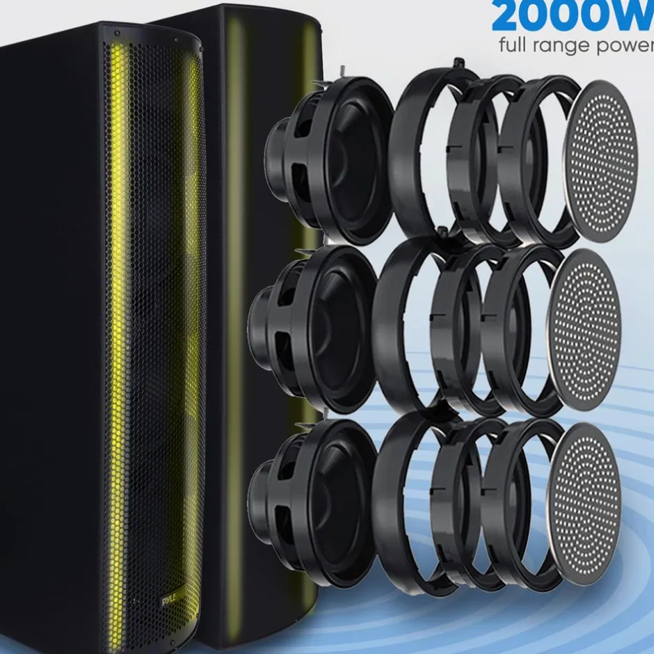 Portable Bluetooth PA Speaker System, 2000W, RGB Lights, Tripod Stand<Pyle Discount