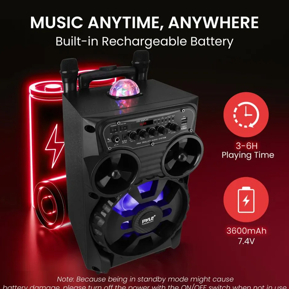Portable Bluetooth PA Speaker 580W Rechargeable LED Party Lights<Pyle Hot