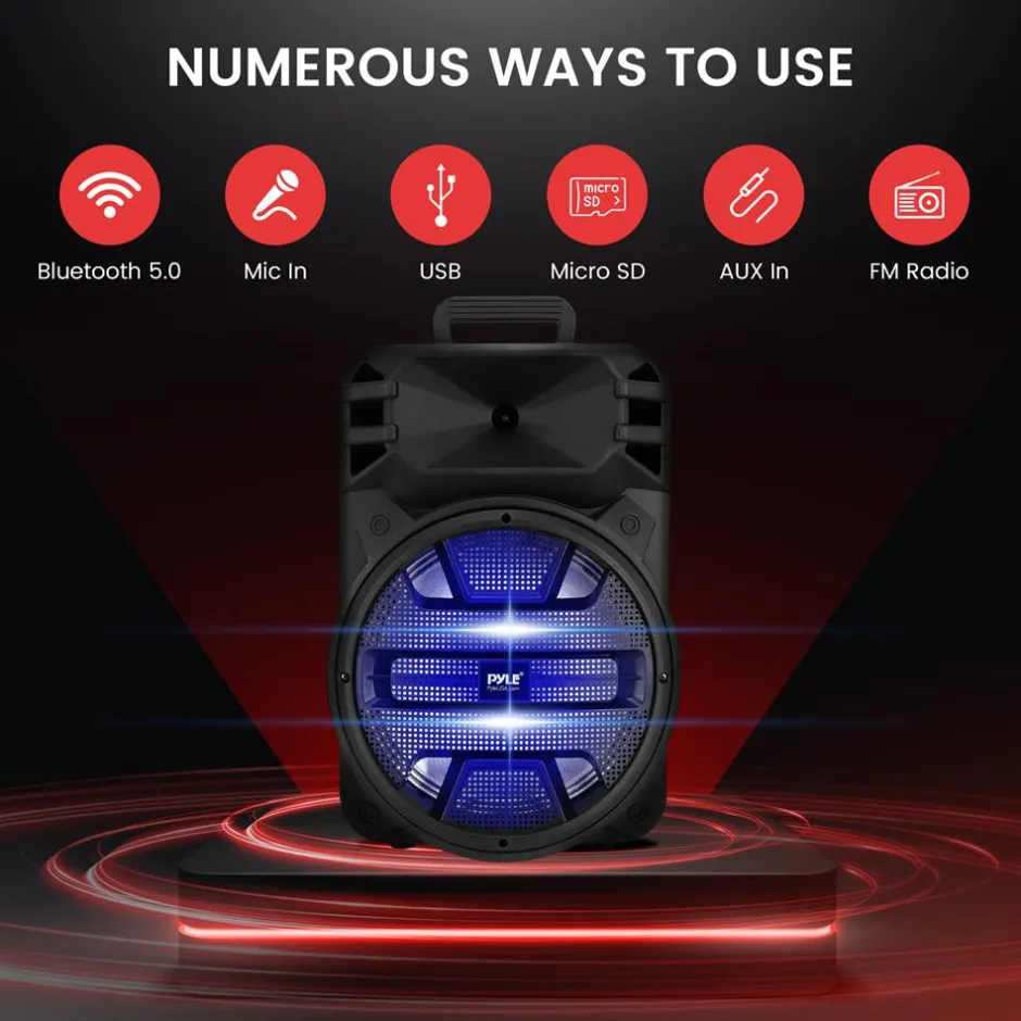 Portable Bluetooth PA Speaker 800W Rechargeable LED Lights<Pyle Sale