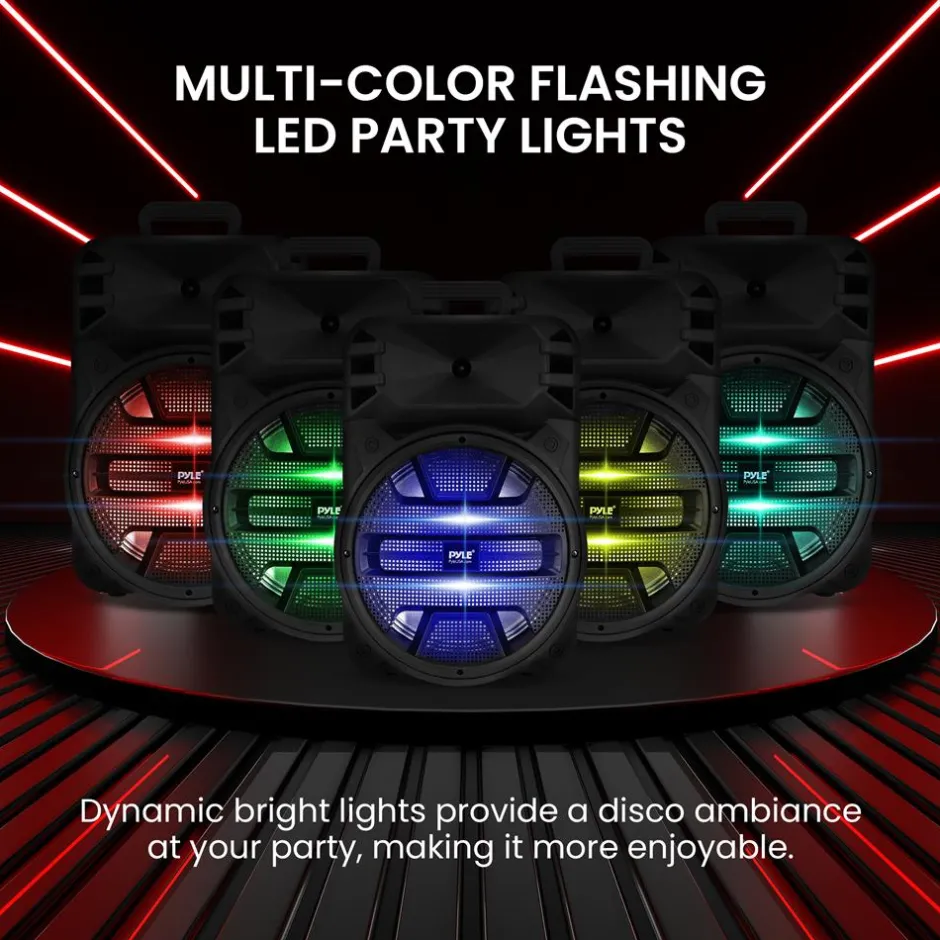 Portable Bluetooth PA Speaker 800W Rechargeable LED Lights<Pyle Sale