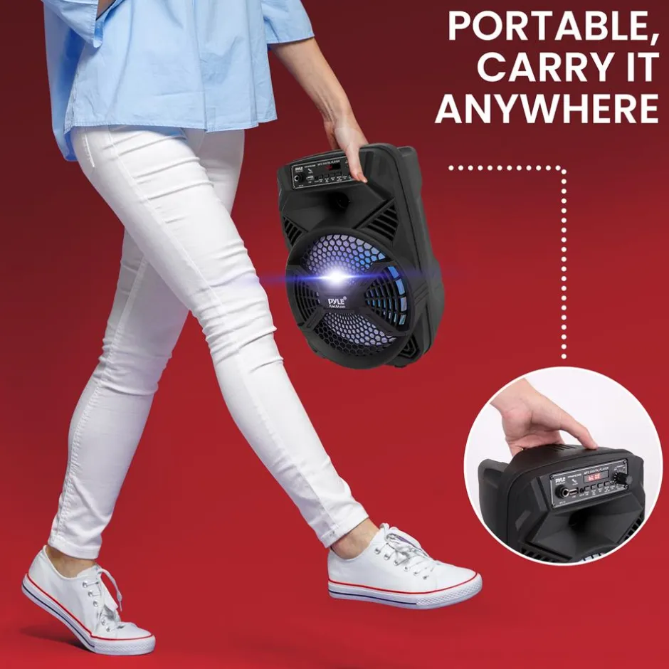 Portable Bluetooth PA Speaker 300W Rechargeable 8" Subwoofer 3-ohm Party Lights<Pyle Sale