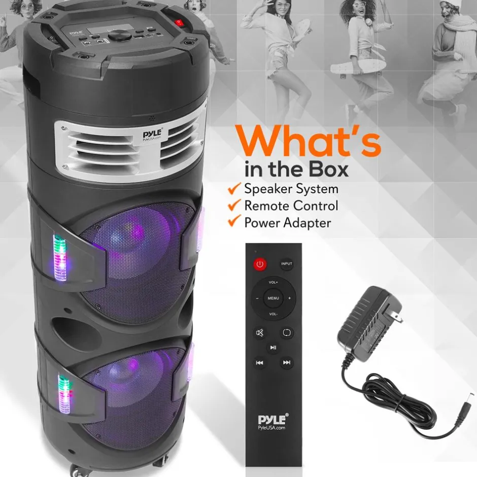 Portable Bluetooth PA Speaker 1200W Rechargeable LED Party Lights<Pyle Hot