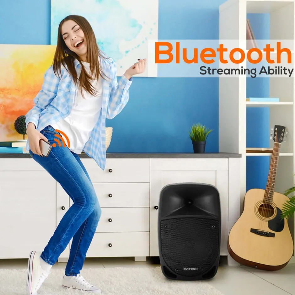 Portable Bluetooth PA Speaker 1200W Rechargeable Battery 12" Subwoofer<Pyle New