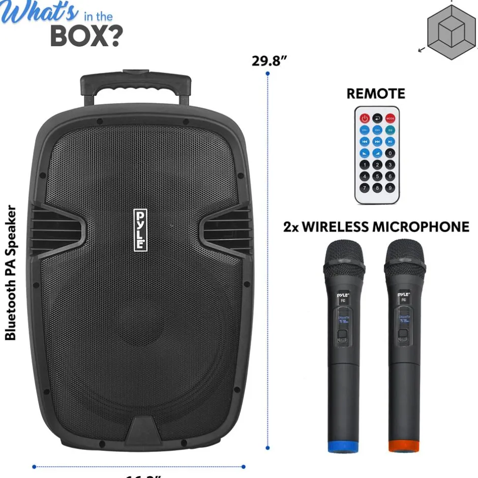 Portable Bluetooth PA Speaker 1600W Rechargeable Battery 15" w/ Mics<Pyle Outlet
