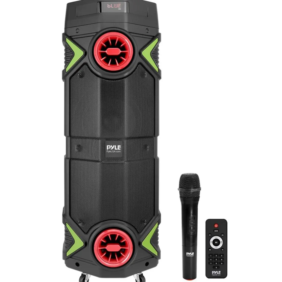 Portable Bluetooth PA Speaker 400W Rechargeable LED Lights 8" Dual Subwoofer<Pyle New