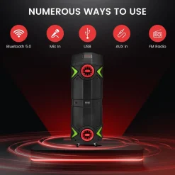 Portable Bluetooth PA Speaker 400W Rechargeable LED Lights 8