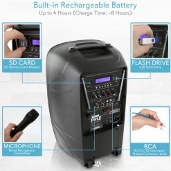 Portable Bluetooth PA Speaker, 1000W, Rechargeable, 12