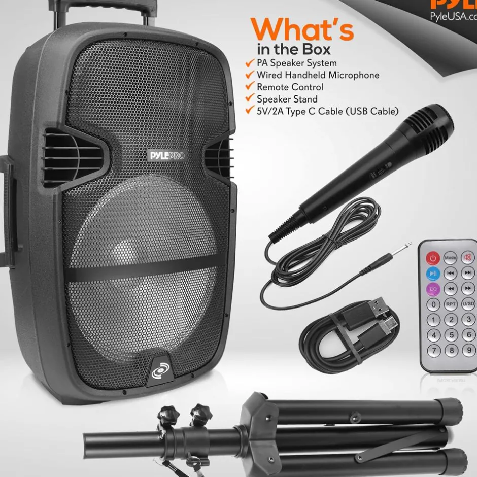 Portable Bluetooth PA Speaker 1000W, 15" Subwoofer, Party Lights, Blue<Pyle Sale