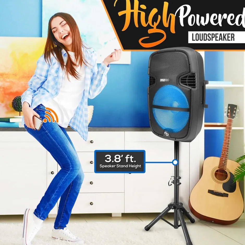 Portable Bluetooth PA Speaker 1000W, 15" Subwoofer, Party Lights, Blue<Pyle Sale