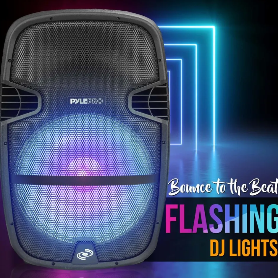 Portable Bluetooth PA Speaker 1000W, 15" Subwoofer, Party Lights, Blue<Pyle Sale