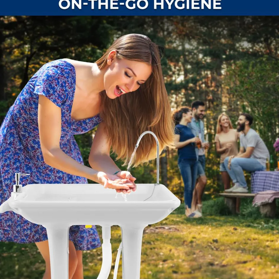 Portable Camping Sink, Hands-Free Use, 30L Tank, Large Wheels<SereneLife Discount