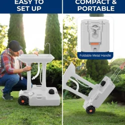 Portable Camping Sink, Hands-Free Use, 30L Tank, Large Wheels<SereneLife Discount