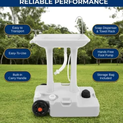Portable Camping Sink, Hands-Free Use, 30L Tank, Large Wheels<SereneLife Discount