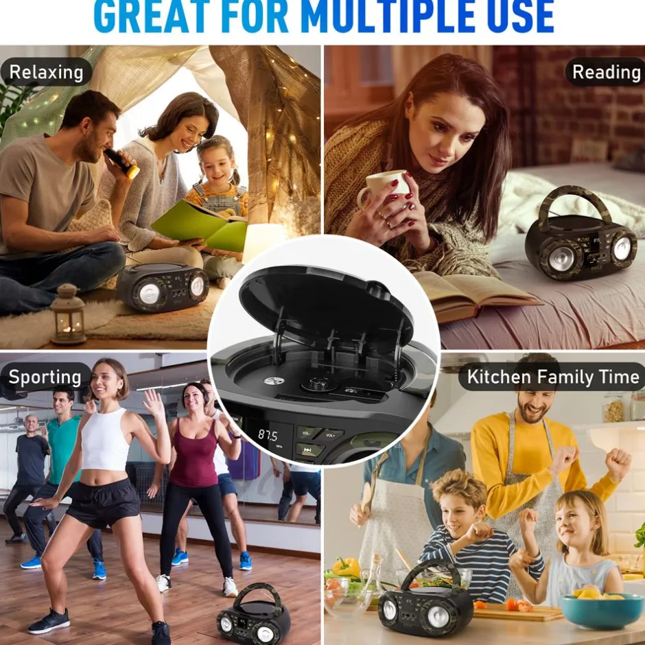 Portable CD Player Boombox, Bluetooth, 50W, Camouflage Design<Pyle Sale