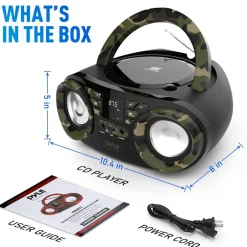 Portable CD Player Boombox, Bluetooth, 50W, Camouflage Design<Pyle Sale