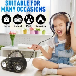 Portable CD Player Boombox, Wireless Streaming, 50W, LED Display, White<Pyle Best
