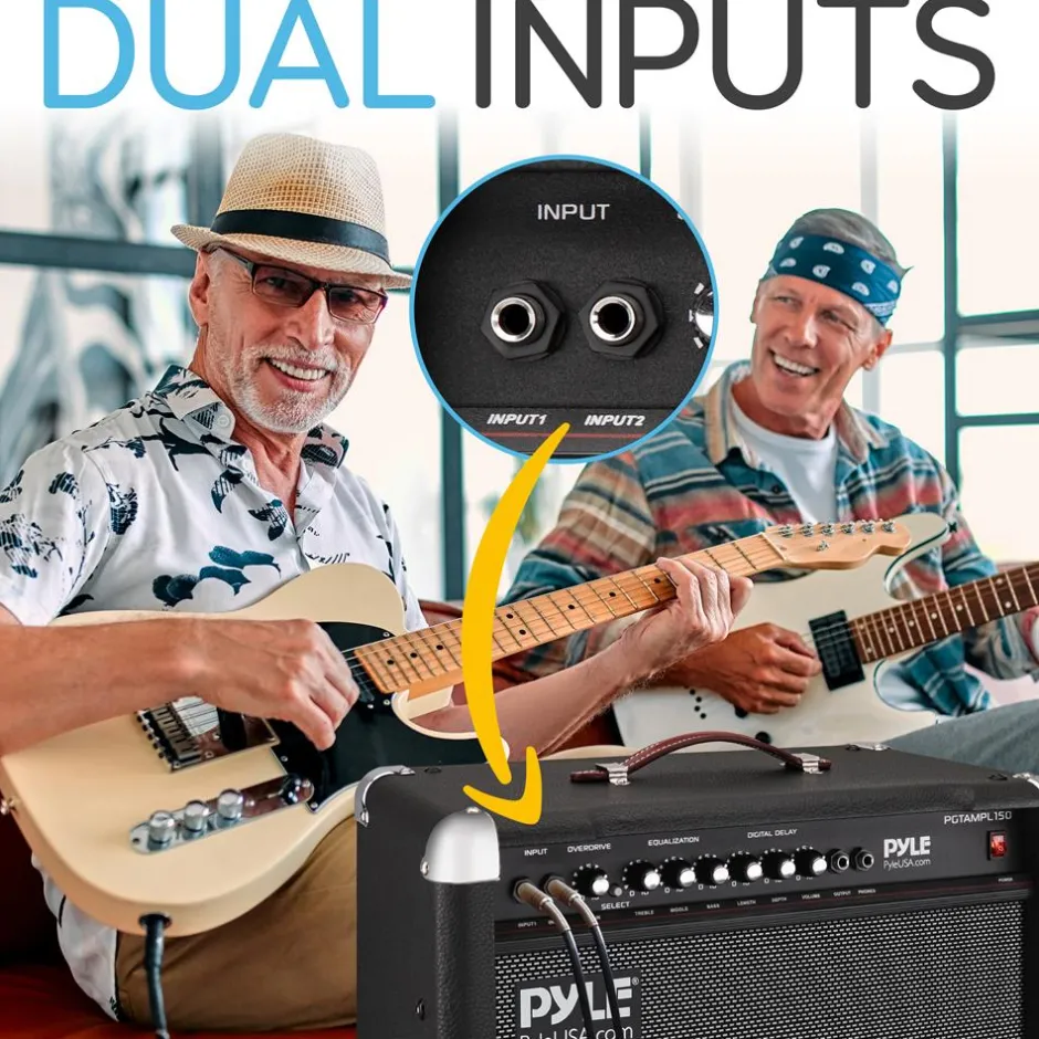 Portable Guitar Amp 40W High-Def Speakers Lightweight Wood Construction<Pyle Best